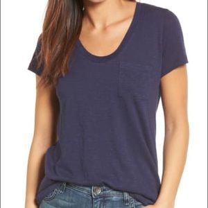 Caslon navy rounded v-neck tee